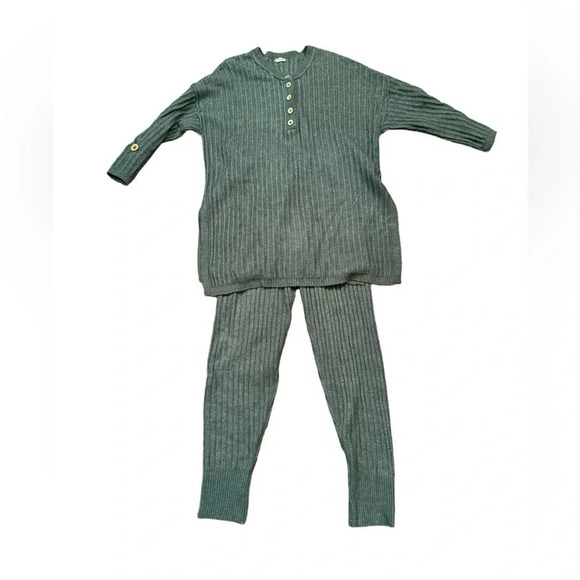 Free People Around the Clock 2 Piece Set Sweater Tunic (XS) +Joggers (S)Charcoal - Picture 6 of 16